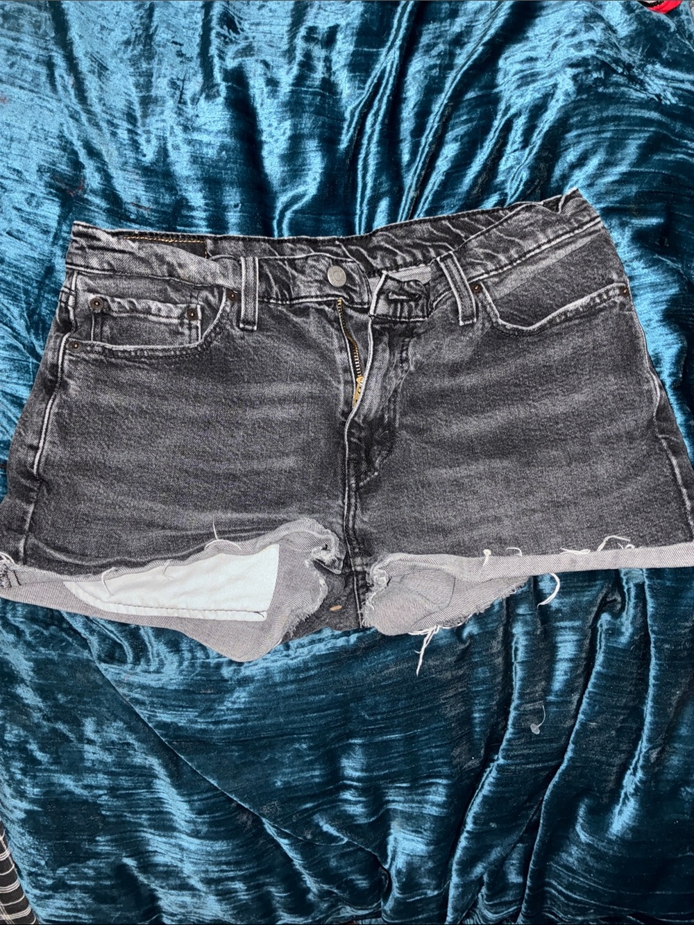 Levi's Black Washed Denim Cutoff Shorts